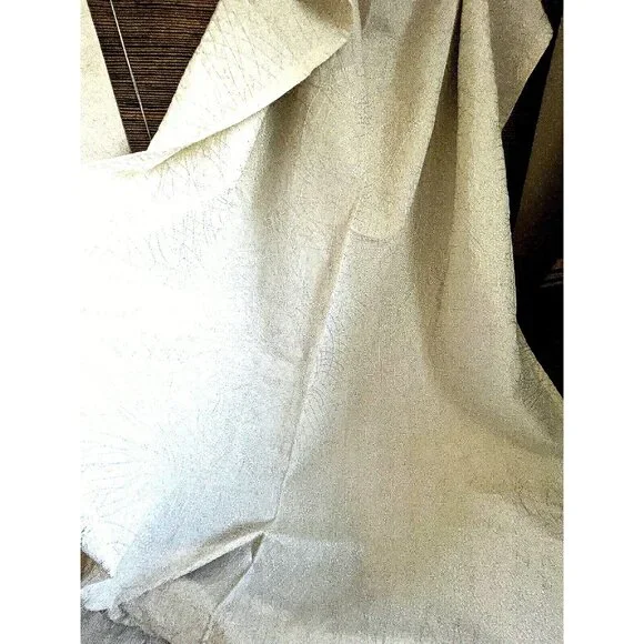 Designer White Fabric Drape Curtain One Panel Stitch Lines Abstract Pattern New